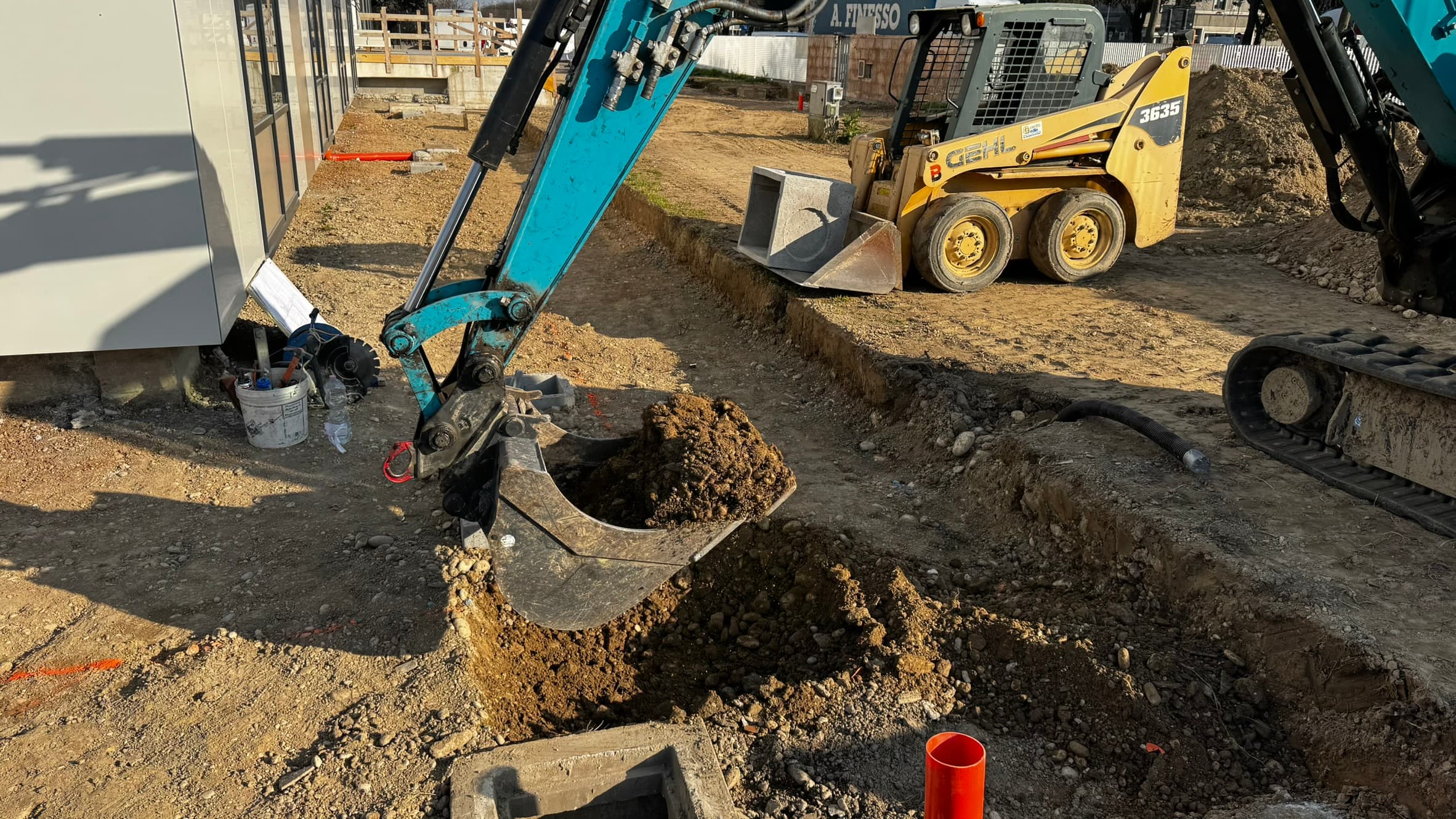 Aerial view of an excavation site